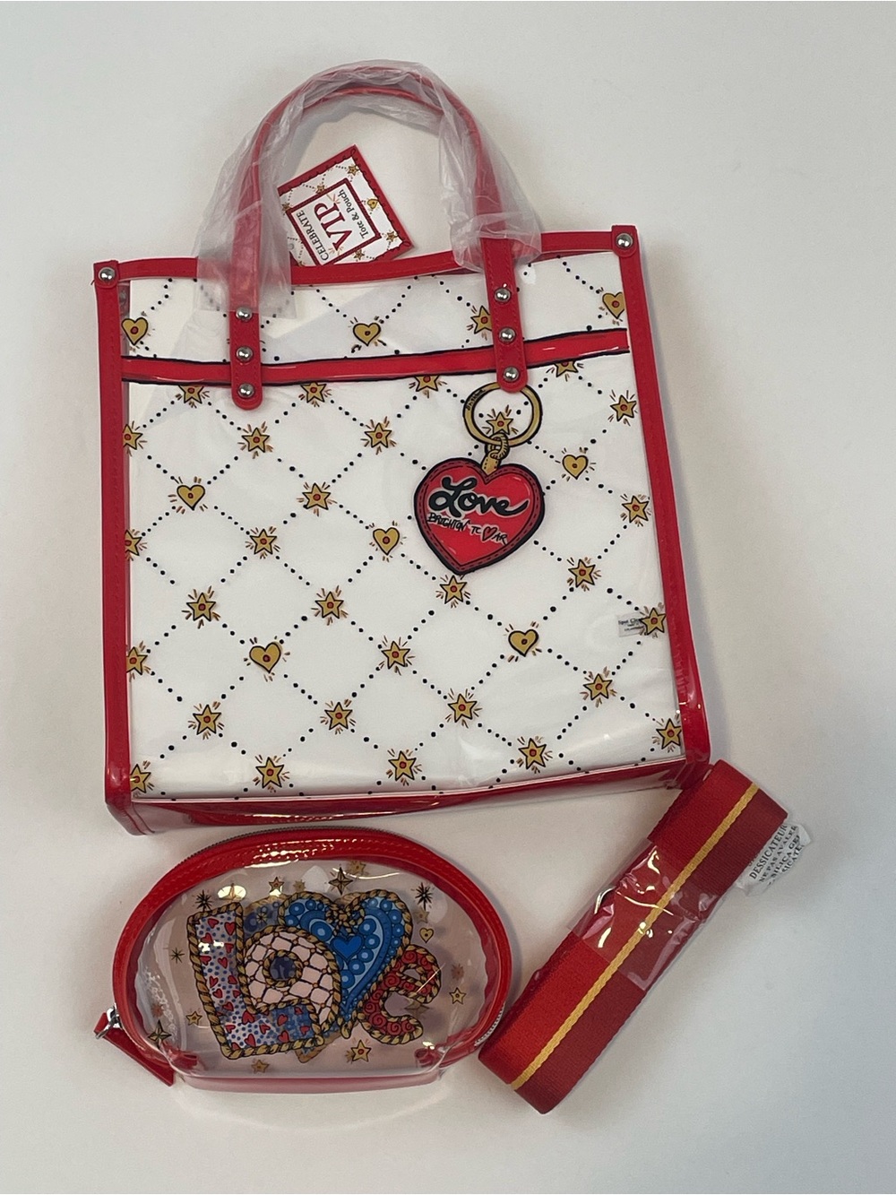Brighton Love Heart Charm Clear Tote Bag with smaller pouch